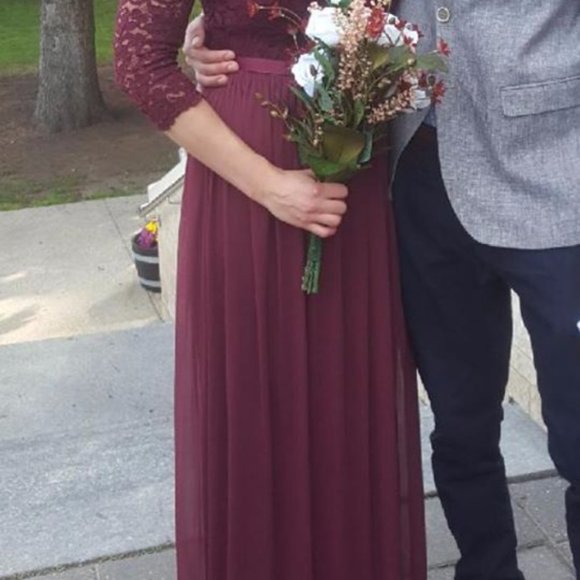 David's Bridal Wine Coloured Bridesmaid Dress - Picture 2 of 2